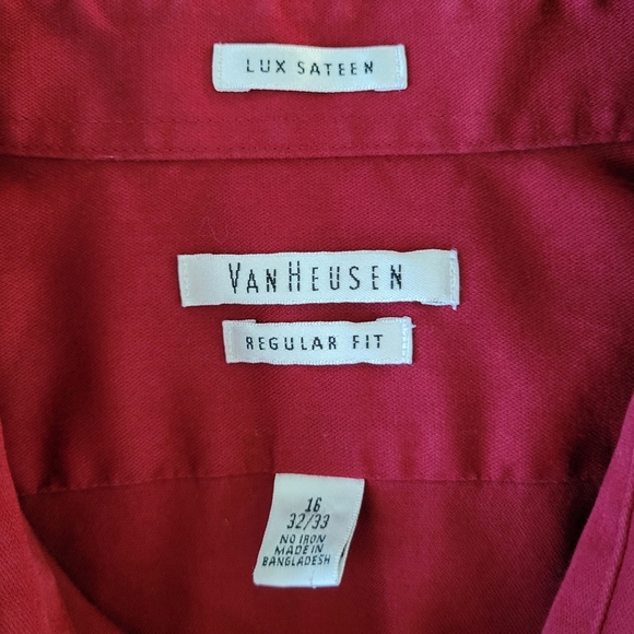 Van Heusen Men's Dress Shirts Red & Black Size 16 32/33 Regular Fit Long Sleeve - Picture 5 of 9